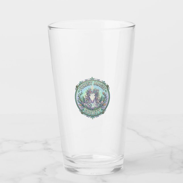 Einhorn-Wald-Magie-Gesellschaft Grafikdesign Weiß  Glas (Vorderseite)