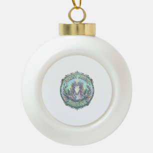 Einhorn-Wald-Magie-Gesellschaft Grafikdesign Weiß Keramik Kugel-Ornament