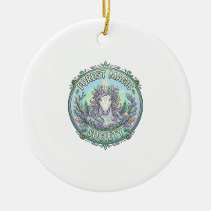 Einhorn-Wald-Magie-Gesellschaft Grafikdesign Weiß Keramik Ornament