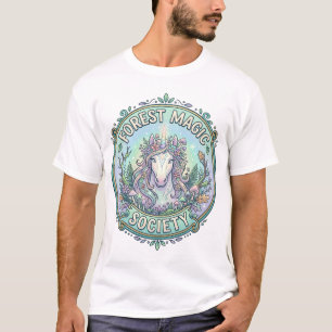 Einhorn-Wald-Magie-Gesellschaft Grafikdesign Weiß  T-Shirt