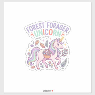 Einhorn-Wald-Sammler-Einhorn-Grafikdesign Weiß Aufkleber