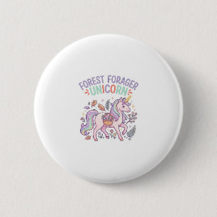 Einhorn-Wald-Sammler-Einhorn-Grafikdesign Weiß Button