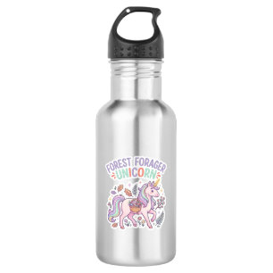 Einhorn-Wald-Sammler-Einhorn-Grafikdesign Weiß Edelstahlflasche