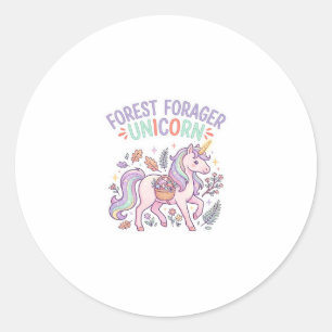 Einhorn-Wald-Sammler-Einhorn-Grafikdesign Whit Runder Aufkleber
