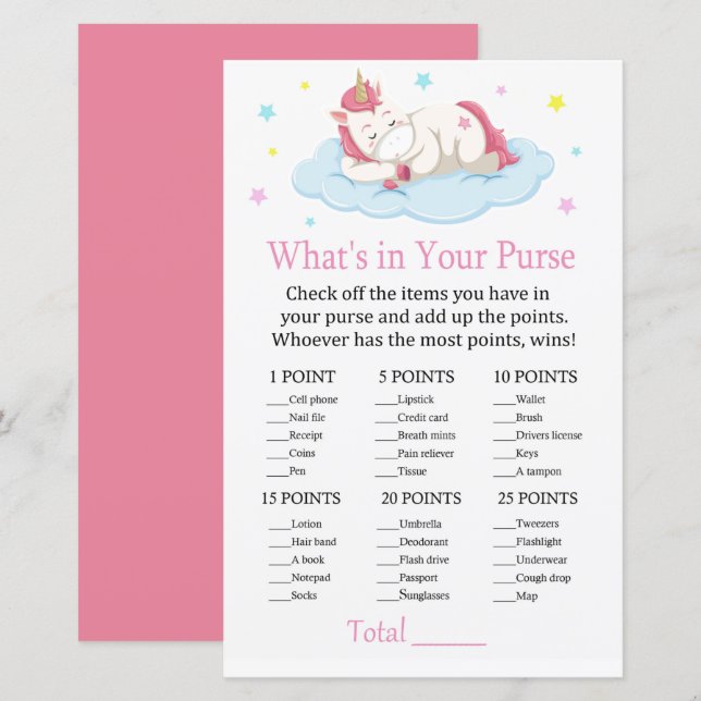 Einhorn Was ist in Ihrem Geldbörsenspiel? (Vorne/Hinten)