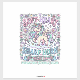 Einhorn Weiches Herz Scharfe Hörner Fette Typograf Aufkleber