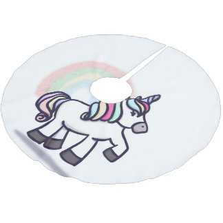 Einhorn-Weihnachten Polyester Weihnachtsbaumdecke