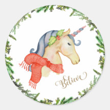 Einhorn-Weihnachtsaufkleber
