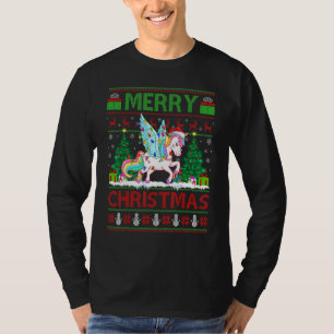 Einhorn Weihnachtsbaum Lichter Hässlicher Weihna T-Shirt