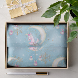 Einhorn-Weihnachtsmond Seidenpapier