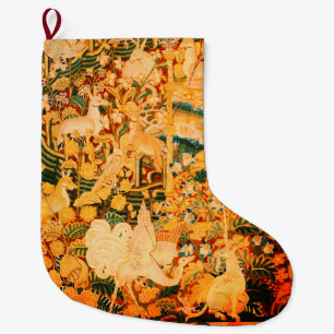 EINHORN WEISSER GREIF,TIERE,FANTASIE BLUMEN GROßER WEIHNACHTSSTRUMPF