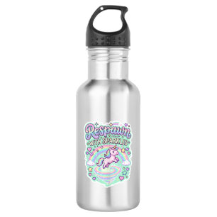 Einhorn-Wiederbelebung mit Glitzer Premium-Vektor- Edelstahlflasche
