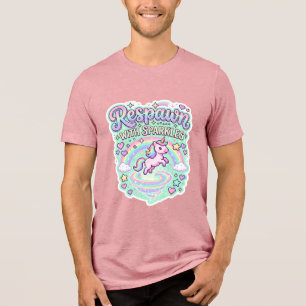 Einhorn-Wiederbelebung mit Glitzer Premium-Vektor- Tri-Blend Shirt