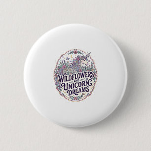 Einhorn-Wildblumen und Einhorn-Träume POD Fertig M Button