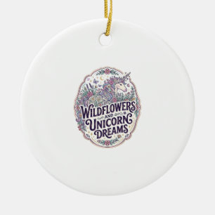 Einhorn Wildblumen und Einhorn-Träume POD Fertig M Keramik Ornament