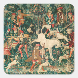 EINHORN WIRD GEFUNDEN,/Hunde und andere Tiere Quadratischer Aufkleber