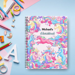 Einhorn Wolken Kinder Skizzenbuch Dein Name Notizbuch