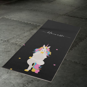 Einhorn-Yoga-Posen süß lustig schwarzes Namaste Yogamatte