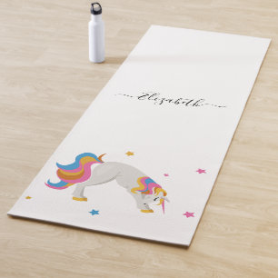 Einhorn-Yoga-Posen süß lustig weißer Name Yogamatte