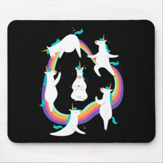 Einhorn-Yoga-Sonnengruß-Posen Regenbogen-Meme Mousepad