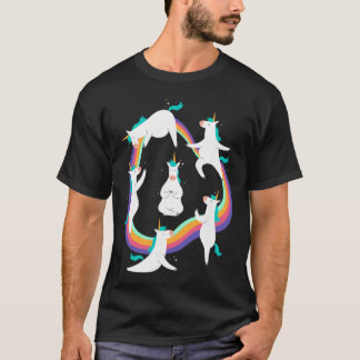 Einhorn-Yoga-Sonnengruß-Posen-Regenbogen-Meme T-Shirt