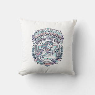 Einhorn-Ziel-Getter Retro-Stil Grafik-T-Shirt-Desi Kissen