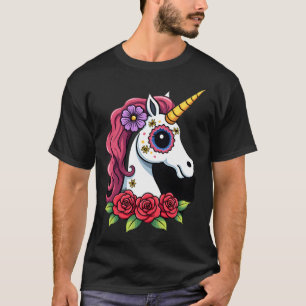 Einhorn Zucker-Schädel Mexikanische Kunst, Weihnac T-Shirt