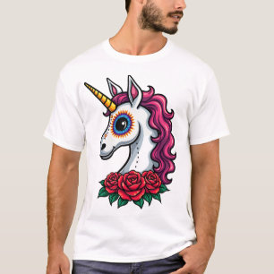 Einhorn Zucker-Schädel Mexikanische Kunst, Weihnac T-Shirt