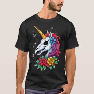 Einhorn Zucker-Schädel Mexikanische Kunst, Weihnac T-Shirt