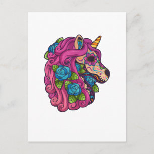 Einhorn Zucker Schädel Mexiko Calavera Dia De Los  Postkarte