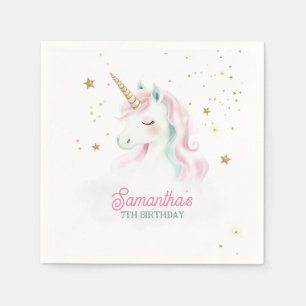 Einhorn zum Geburtstag, Pastel Unicorn, Regenbogen Serviette