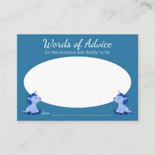 Einhorn-Zwillinge Blau Worte des Rates Baby Shower Begleitkarte