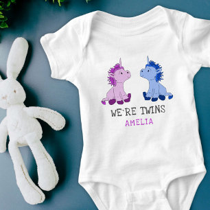Einhorn-Zwillinge Jungen Mädchen Baby-Body mit Nam Baby Strampler