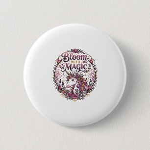 Einhornblüte mit Magie POD Fertig Weißer Hintergru Button