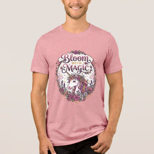 Einhornblüte mit Magie POD Fertig Weißer Hintergru Tri-Blend Shirt