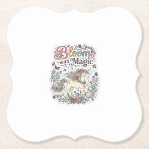 Einhornblüte mit Magie Premium Vektor-Typografie Untersetzer