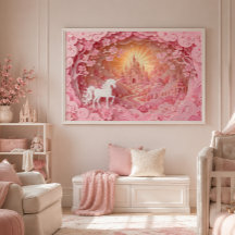 Einhornburg-Acrylgemälde für die Wand