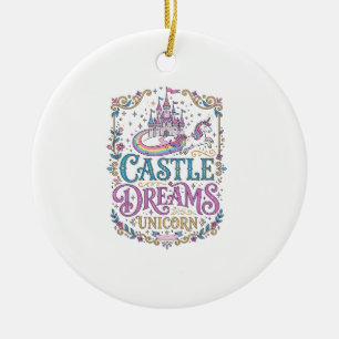 Einhornburg Träume Einhorn Weiße Hintergrund Pri Keramik Ornament