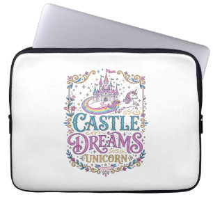 Einhornburg Träume Einhorn Weiße Hintergrund Pri Laptopschutzhülle