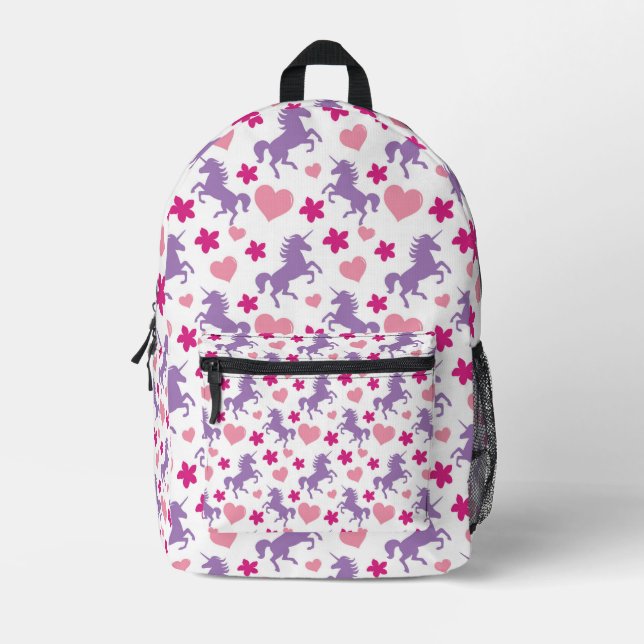 Einhörnchen und Herz-Muster Bedruckter Rucksack (Vorderseite)