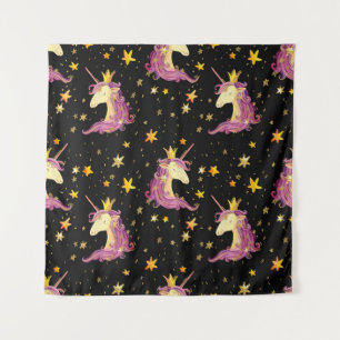 Einhorndruckerin: Aquarellmärchen Wandteppich