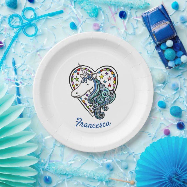 Einhorndruckpapier Pappteller (Party)