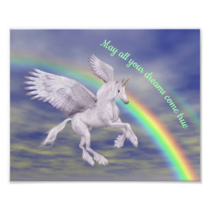 Einhornen über Regenbogenträume Inspiration Fotodruck