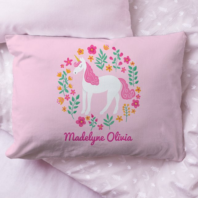 Einhornende Blume Glitzer Rosa Personalisierter Na Kissenbezug (Von Creator hochgeladen)