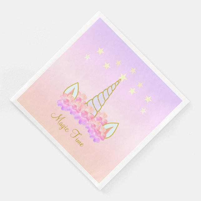 Einhornende Blume und Sterne Serviette (Ecke)