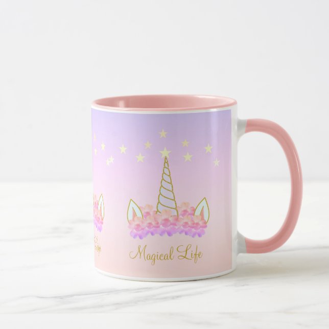 Einhornende Blume und Sterne Tasse (Rechts)