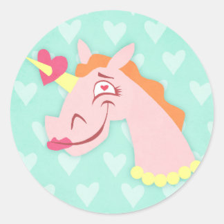 Einhornende Liebe auf den ersten Blick Runder Aufkleber