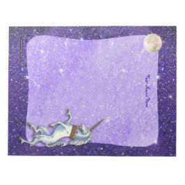 Einhornende Lila Imitate Glitzer Border Notizblock