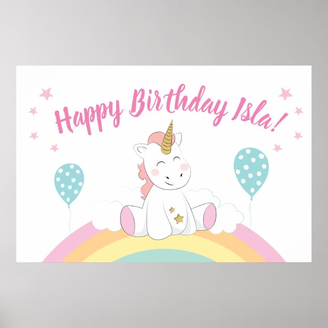 Einhornende Party-Kulisse, Einhornplakat Poster (Vorne)