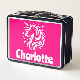 Einhornende Silhouette Rosa Metall Brotdose